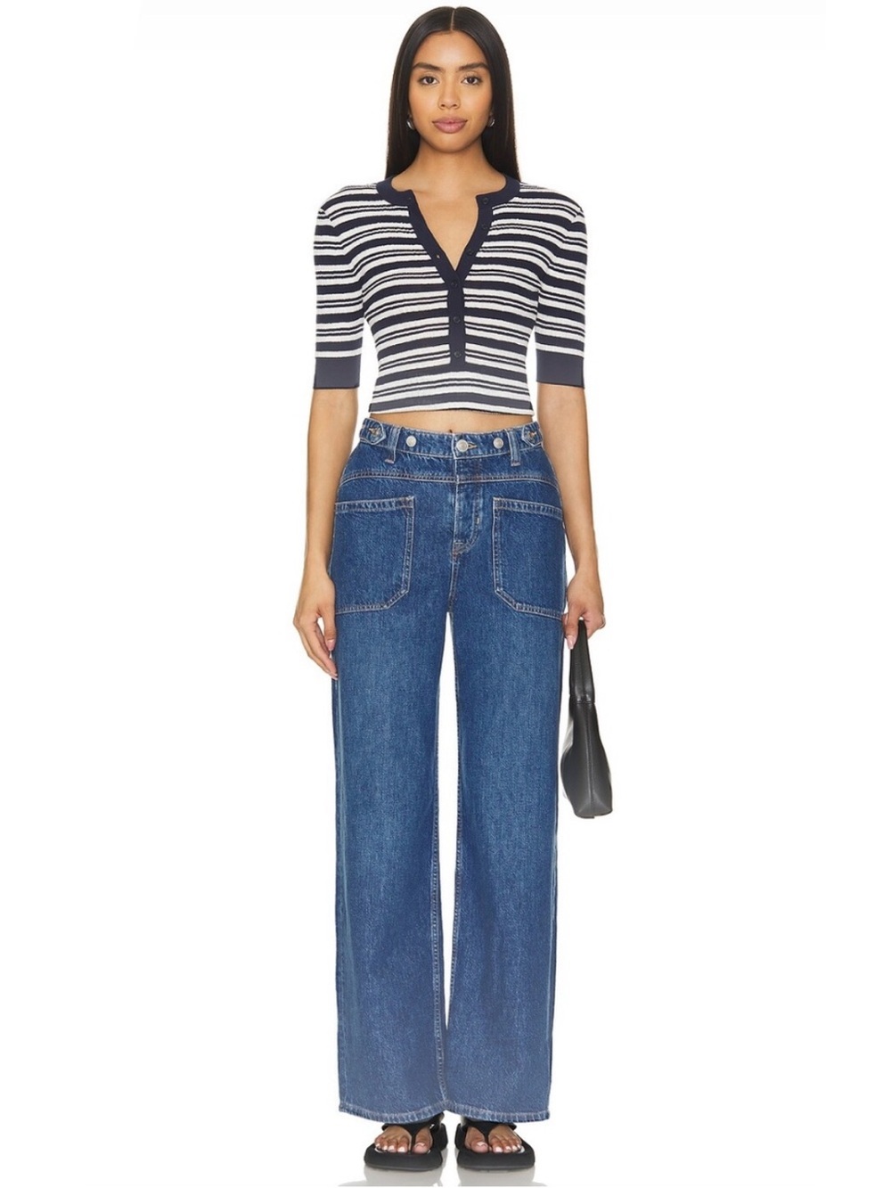 Free People Wide-Leg High-Rise Blue Denim Jeans